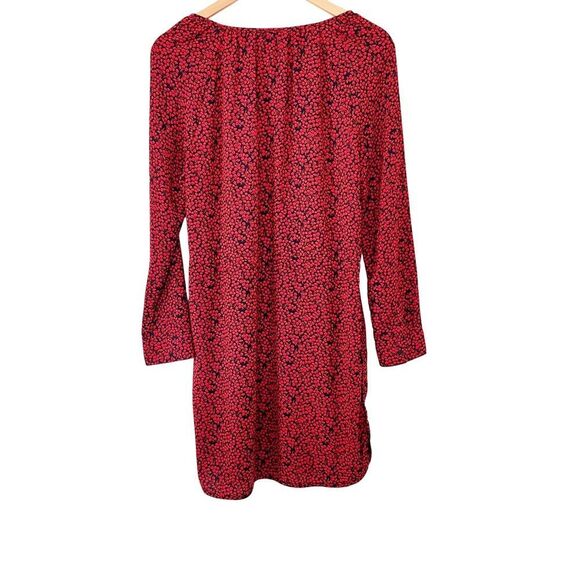 GAP Red Navy Small Cherry Print Henley Neckline Soft Tie Shirt Dress - Picture 4 of 15